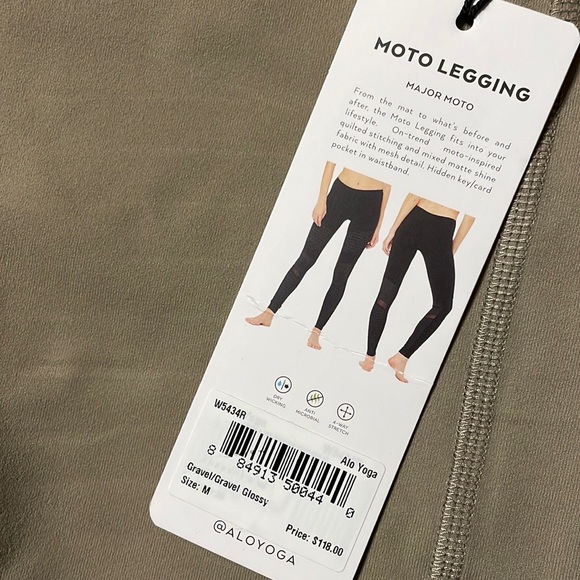 Alo Yoga High Waist Moto Leggings Gravel size M NWT - Picture 4 of 5